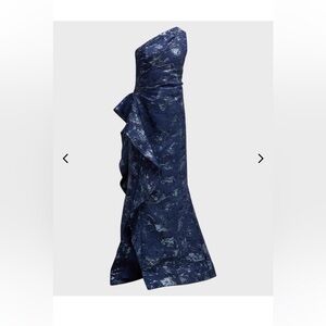 One Shoulder Navy Floral Dress